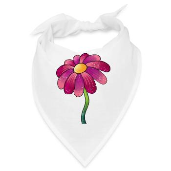 Glitzernde Pink-Daisy Blume - Bandana - Weiß - Vorne