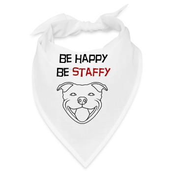 Phrase "sei glücklich, sei staffy" Merkmal – 114b - Bandana - Weiß - Vorne