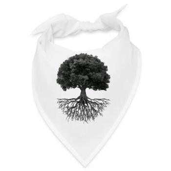 Lebensbaum mit Wurzeln – Schwarzweiß - Bandana - Weiß - Vorne