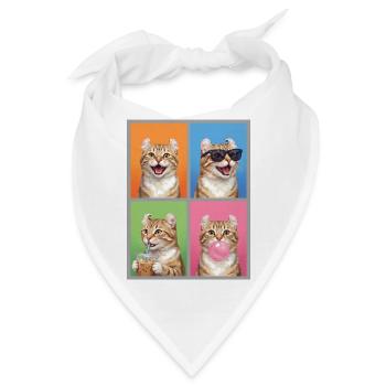 Katzen American Curl Katze - Bandana - Weiß - Vorne