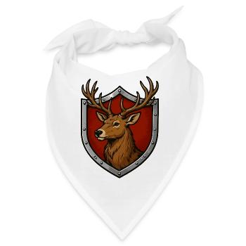 Hirsch im Schildwappen - Bandana - Weiß - Vorne