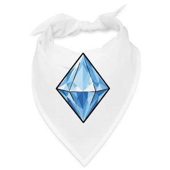 Blauer Kristall Diamant Muster - Bandana - Weiß - Vorne