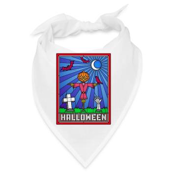 Halloween-Szene Buntglaskunst - Bandana - Weiß - Vorne
