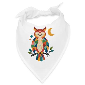 Geometrische Eulenfarben - Bandana - Weiß - Vorne