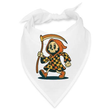 Retro-Sensenmann mit Sense und kariertem Gewand - Bandana - Weiß - Vorne