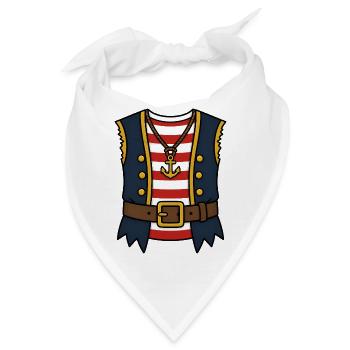 Piraten Kostüm Shirt Fake Outfit Streifen Weste - Bandana - Weiß - Vorne