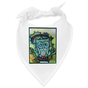 Eule in Blühen: Bunte Traumlandschaft - Bandana - Weiß - Vorne