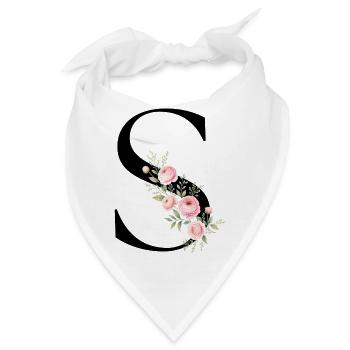 S Buchstabe Monogram Floral - Bandana - Weiß - Vorne