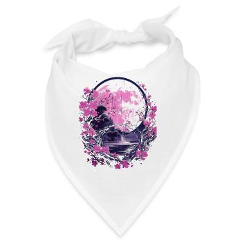 japanese cherry blossom Kirschblüten & Mond Japan - Bandana - Weiß - Vorne