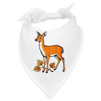Reh im Herbstlaub - Bandana - Weiß - Vorne