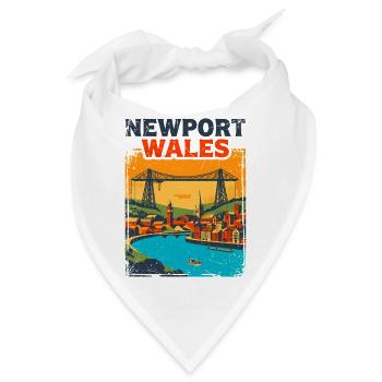 Retro Newport Wales City Skyline Sept - Bandana - Weiß - Vorne