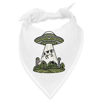 UFO Entführung Kuh Bauernhof Retro Sci-Fi Shirt - Bandana - Weiß - Vorne