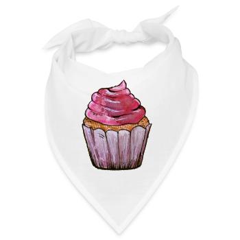 Pink Frost Cupcake Aquarell - Bandana - Weiß - Vorne