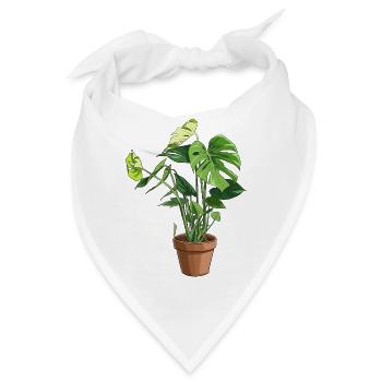Monstera im Topf – Dschungelblätter - Bandana - Weiß - Vorne