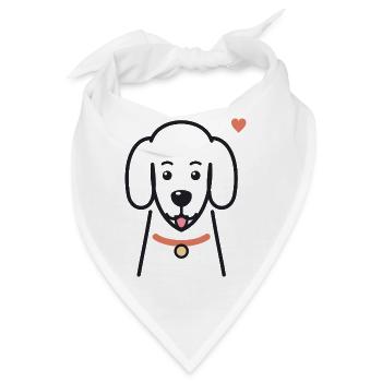 Süßer Hund mit rotem Halsband und Herz - Bandana - Weiß - Vorne