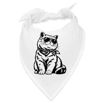 American Shorthair Katze – Cooler Biker Style - Bandana - Weiß - Vorne