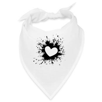 Herzfleck, Tintenfleck, Herz aus Tinte - Bandana - Weiß - Vorne