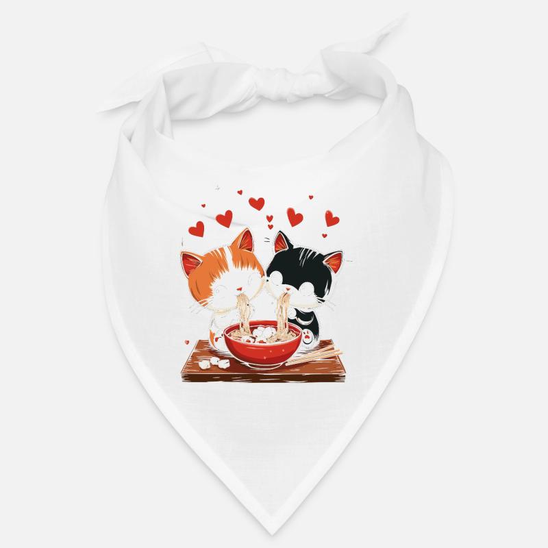 Chats mignons mangeant un bol de ramen Bandana