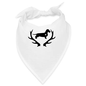 Rauhaardackel mit Geweih und Herz - Bandana - Weiß - Vorne