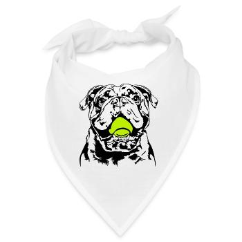 Bulldogge Ball Balljunkie Hunde Wilsigns - Bandana - Weiß - Vorne