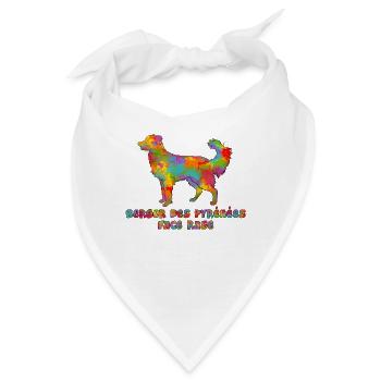 Pyrenean Shepherd Multicolor Gesicht rasiert - Bandana - Weiß - Vorne
