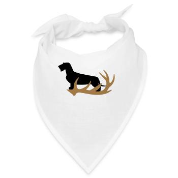Rauhaardackel mit Geweih - Bandana - Weiß - Vorne