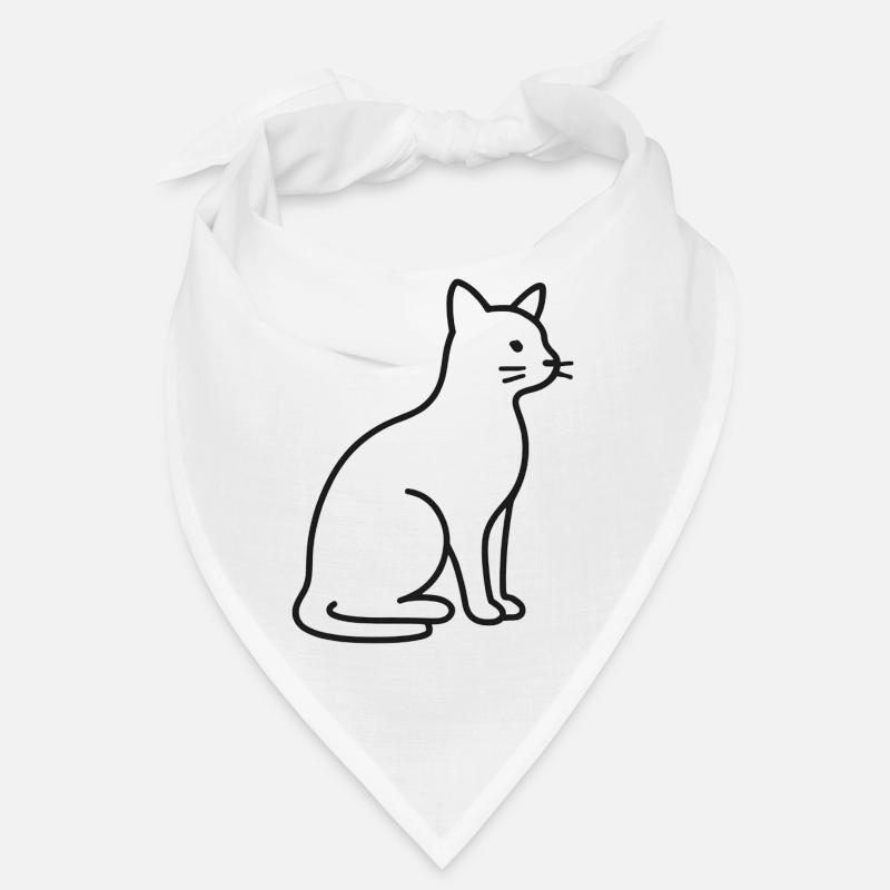 Silhouette de chat en trait - Bandana - blanc