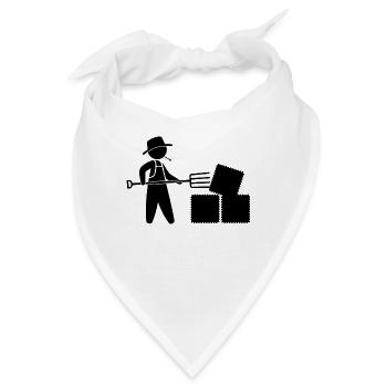Bauer mit Mistgabel und Heu - Bandana - Weiß - Vorne