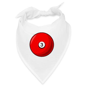 Billardkugel 3 rot Billard drei - Bandana - Weiß - Vorne