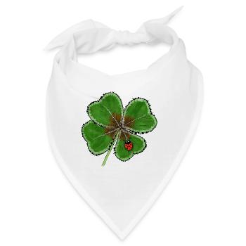Glücksklee mit Glückskäfer - Bandana - Weiß - Vorne