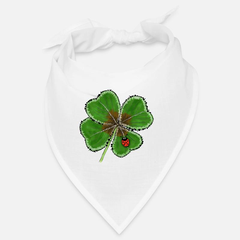 Glücksklee mit Glückskäfer - Bandana - Weiß