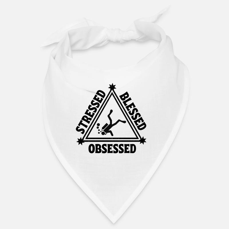 Scuba diving: Stressed. Blessed. Obsessed. - Bandana - white