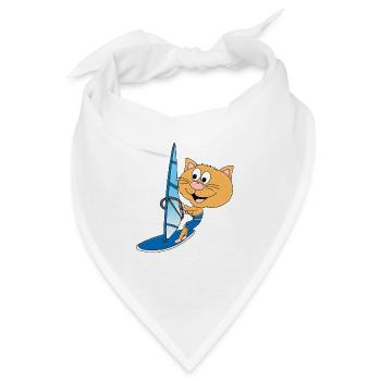 KATZE - WINDSURFER - SURFER - WASSERSPORT - SURFEN - Bandana - Weiß - Vorne