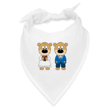 HOCHZEIT - HEIRATEN - LIEBE - BRAUTPAAR - TEDDYS - Bandana - Weiß - Vorne