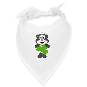 STINKTIER - SKUNK - KLEEBLATT - SHAMROCK - Bandana - Weiß - Vorne