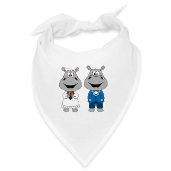 NILPFERDE - HOCHZEIT - HEIRATEN - LIEBE - TIERE - Bandana - Weiß - Vorne