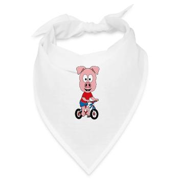 FAHRRAD - SCHWEIN - TIER - KIND - BABY - Bandana - Weiß - Vorne