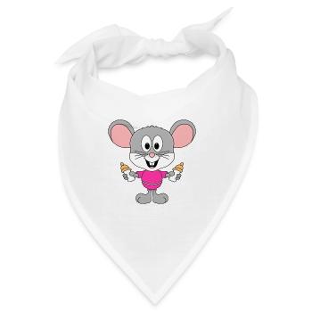MAUS - BABY - FLÄSCHCHEN - GEBURT - KIND - TIER - Bandana - Weiß - Vorne