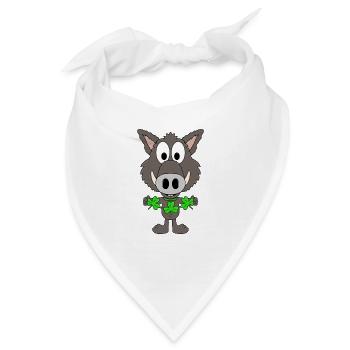 WILDSCHWEIN - KLEEBLÄTTER - TIER - TIERISCH - Bandana - Weiß - Vorne