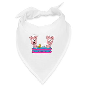 SCHWEINE - POOL - PLANSCHBECKEN - TIERE - FUN - Bandana - Weiß - Vorne