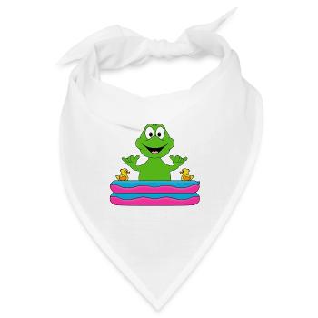 PLANSCHBECKEN - POOL - FROSCH - TIER - BABY - Bandana - Weiß - Vorne