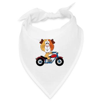 MOTORRAD - BIKER - MEERSCHWEINCHEN - TIERISCH - Bandana - Weiß - Vorne