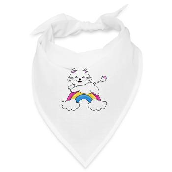 KATZE - REGENBOGEN - TIER - KIND - BABY - FUN - Bandana - Weiß - Vorne