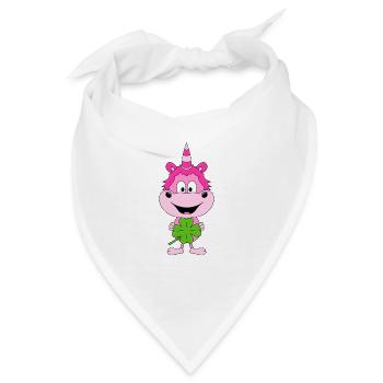EINHORN - KLEEBLATT - GLÜCK - GLÜCKSBRINGER - PONY - Bandana - Weiß - Vorne