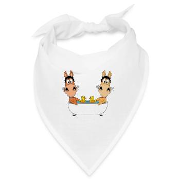 PONYS - PFERDE - BADEWANNE - TIERE - TIERISCH - Bandana - Weiß - Vorne