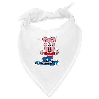 PISTENSAU - SNOWBOARD - WINTERSPORT - SCHWEIN - Bandana - Weiß - Vorne