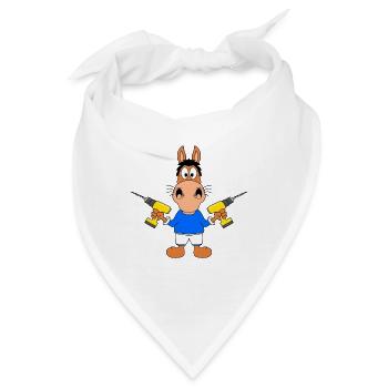 PFERD - PONY - HANDWERKER - HEIMWERKER - BOHRER - Bandana - Weiß - Vorne
