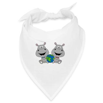 NILPFERDE - WELT - ERDE - PLANET - LIEBE - HIPPOS - Bandana - Weiß - Vorne