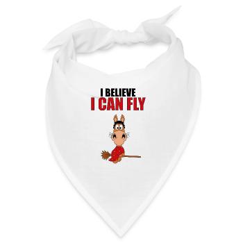 I BELIEVE I CAN FLY - HEXE - PFERD - PONY - Bandana - Weiß - Vorne