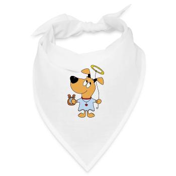 HUND - ENGEL - HIMMEL - HARFE - HEILIGENSCHEIN - Bandana - Weiß - Vorne